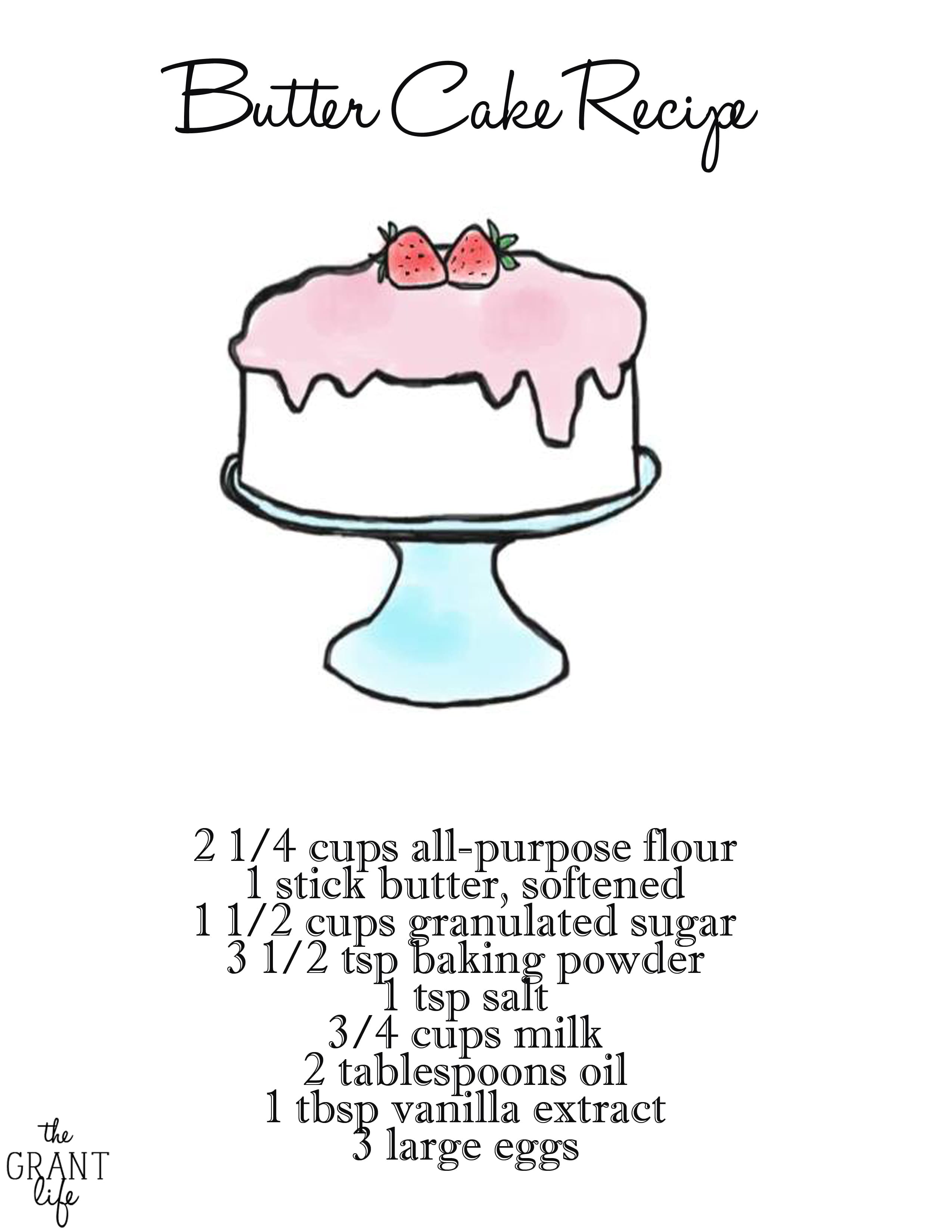 Basic Cake Recipe with Printable mom makes dinner