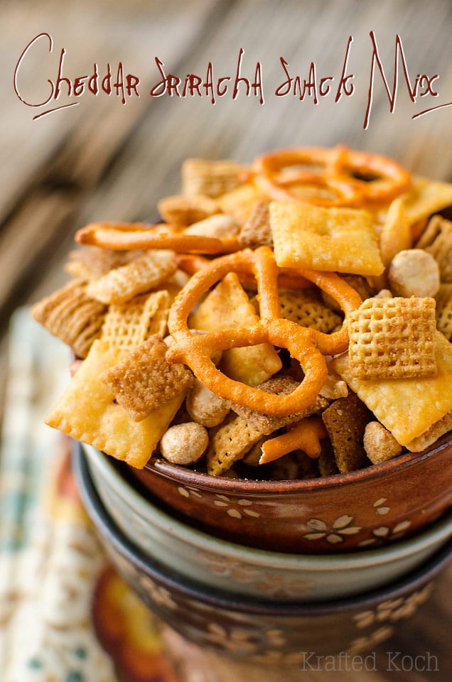 Cheddar Sriracha Snack Mix - great for throwing in the lunchbox!