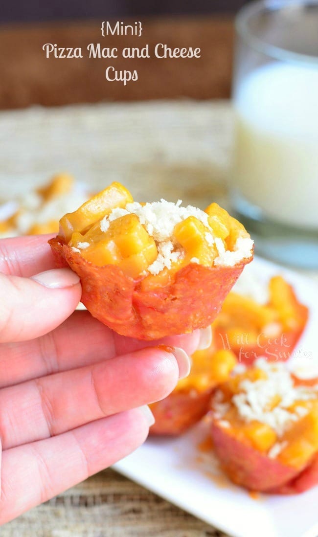 Mini Pizza Mac and Cheese Cups - A yummy after school snack with a few of my kids favorite foods!